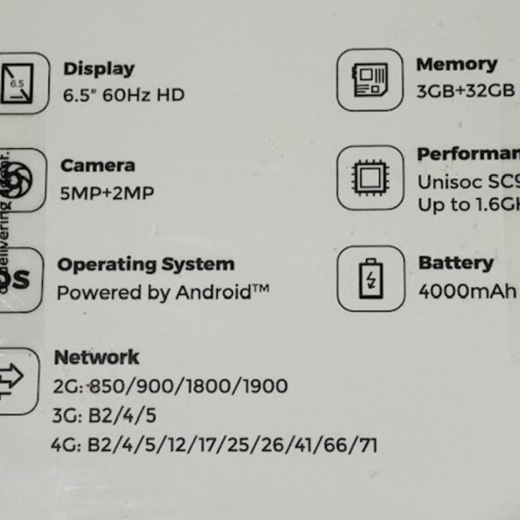 NEW Foxx AS65U 6.5 3gb/32gb 5MP Android 14 Black Unlocked Smartphone Cell Phone - Picture 2 of 2